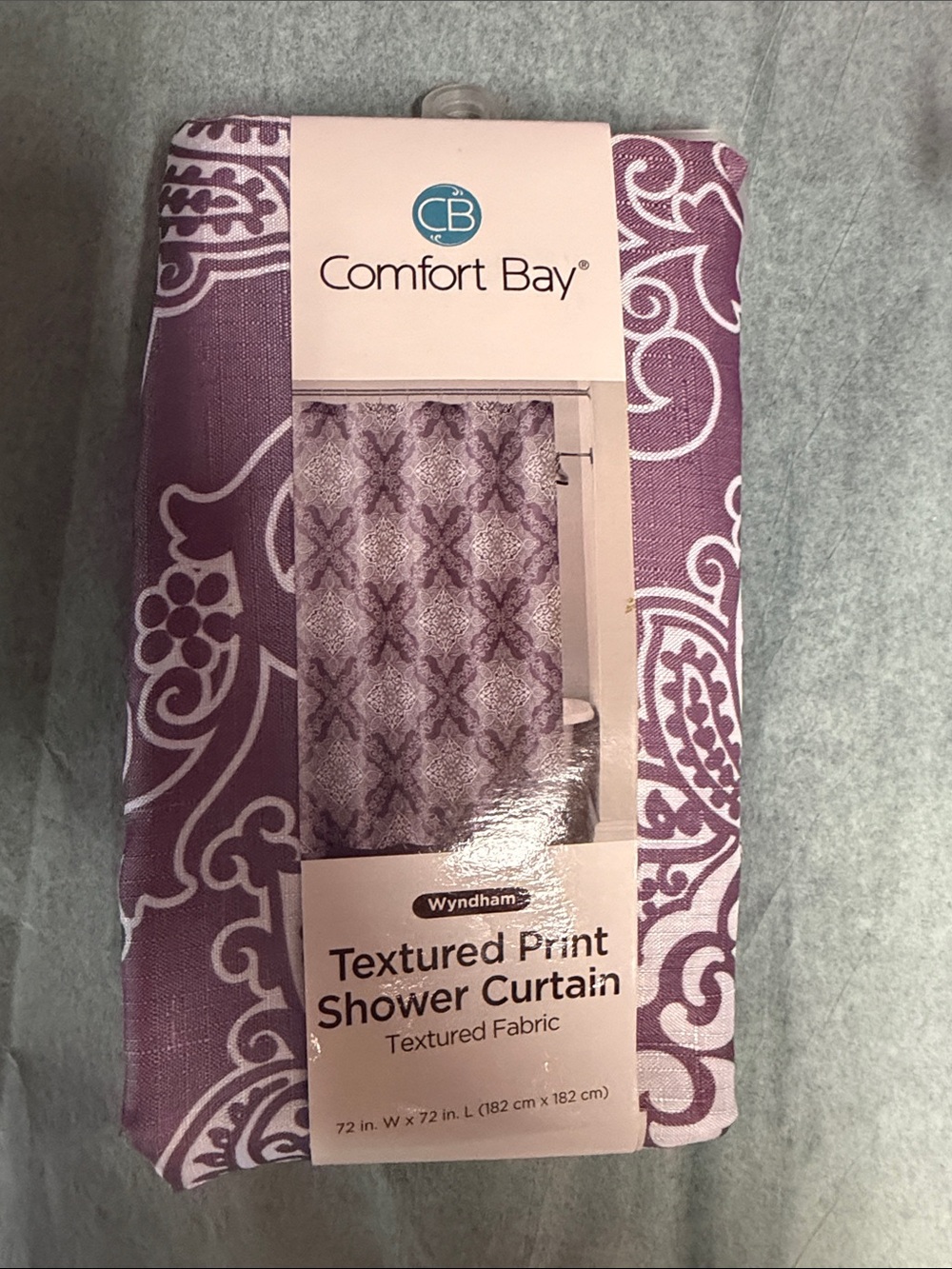 Comfort Bay Purple & White Floral Scroll Shower Curtain